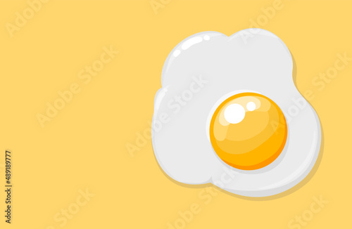 cute fried egg flat design on yellow background