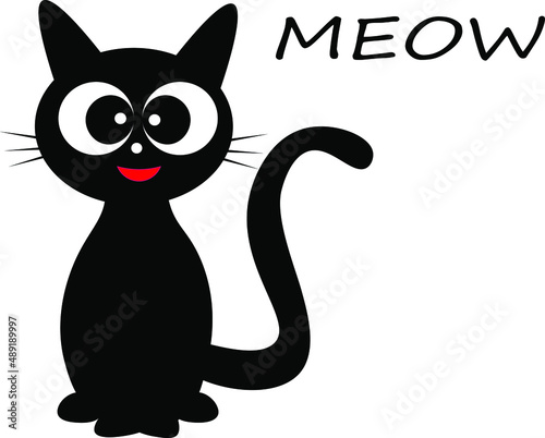 black and white cat vector illustration