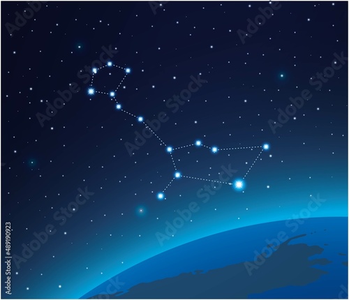 Fototapeta Naklejka Na Ścianę i Meble -  Constellation Cetus with planet  in deep space 