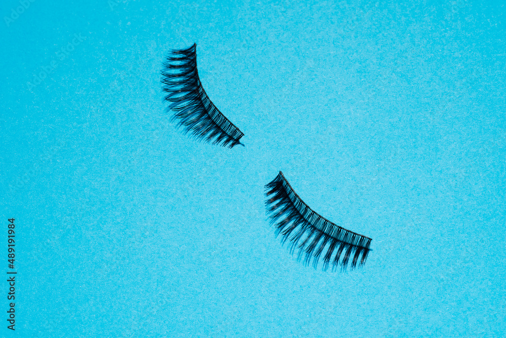 Lashes on blue paper