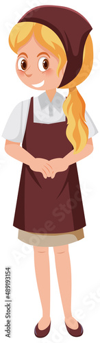 A housekeeper cartoon character on white background