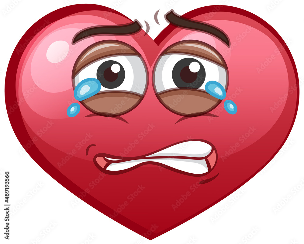 Obraz premium Crying heart emoticon on white background