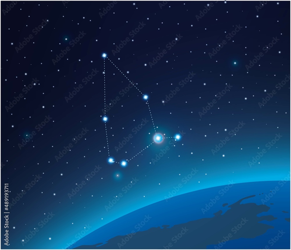 Fototapeta premium Constellation Cepheus with planet in deep space