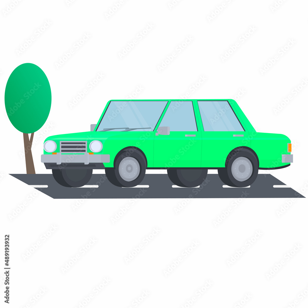 Car is driving on the highway. Automobile, vector illustration Car is driving on the highway. Automobile, vector illustration
