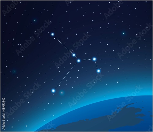 Constellation Columba with planet  in deep space 