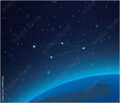 Constellation Fornax with planet in deep space 