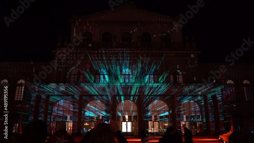 Space laser light show in front of Opera (Staatsoper Hanover) photo