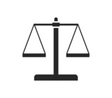 Balance and justice symbol flat vector illustration.
