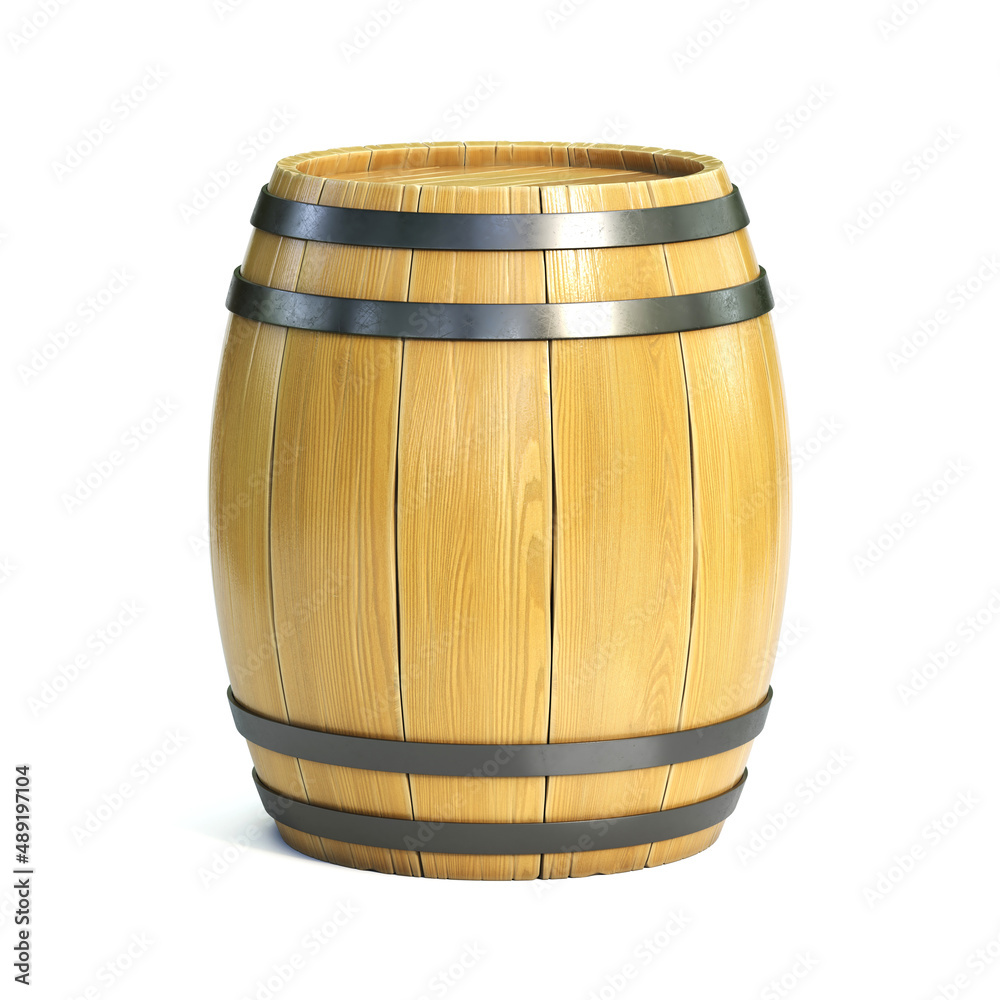 Wooden barrel isolated on white background 3d illustration Wooden barrel isolated on white background 3d illustration