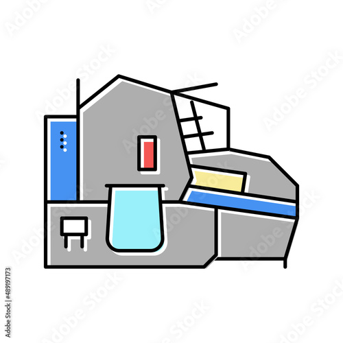 chicken meat manufacturing factory machine color icon vector illustration
