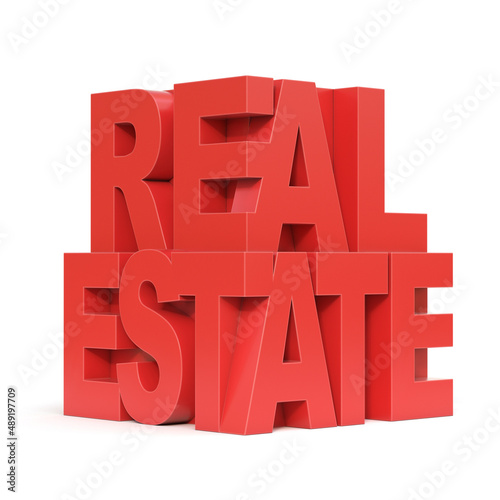 Real estate icon on white background 3d rendering