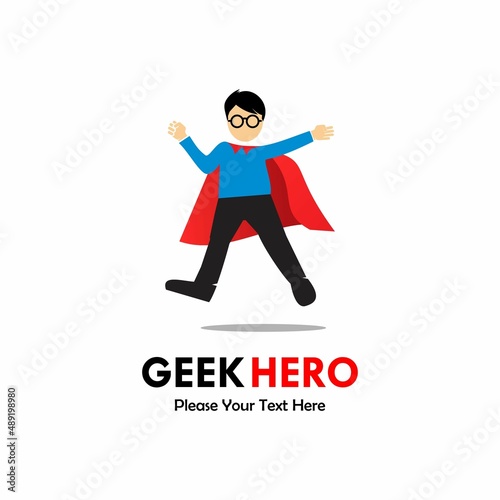 Super geek design logo template illustration