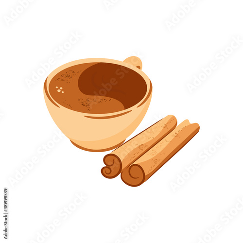 Champurrado. Mexican food. Drink in a mug.