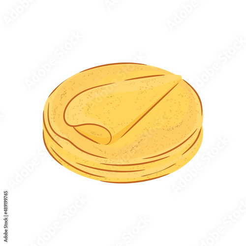 Tortilla. A pile. Mexican food. Vector drawing.