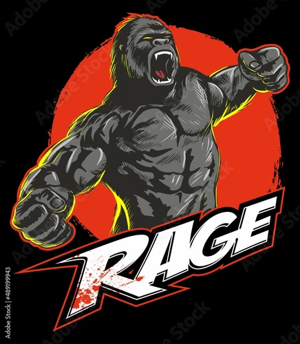 Vintage, comic book style roaring gorilla. Vector illustration.