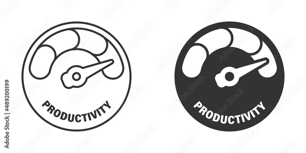 Naklejka premium Productivity icon in flat style. Process strategy vector illustration on isolated background. Seo analytics sign business concept.