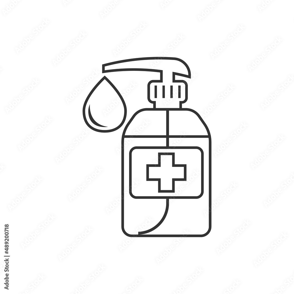 Hand sanitizer icon in flat style. Antiseptic bottle vector illustration on isolated background. Disinfect gel sign business concept. Hand sanitizer icon in flat style. Antiseptic bottle vector illustration on isolated background. Disinfect gel sign business concept.