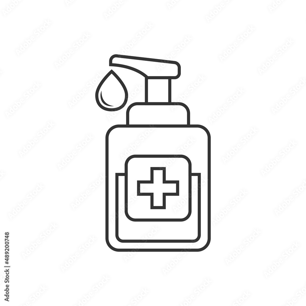 Hand sanitizer icon in flat style. Antiseptic bottle vector illustration on isolated background. Disinfect gel sign business concept. Hand sanitizer icon in flat style. Antiseptic bottle vector illustration on isolated background. Disinfect gel sign business concept.