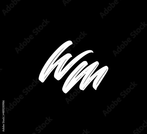 White Vector Letters Logo Brush Handlettering Calligraphy Style In Black Background Initial wm
