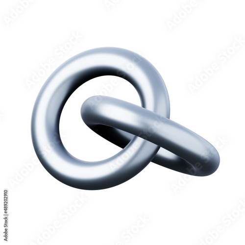 Metal chain links high quality 3D render illustration. Connection team business concept icon.