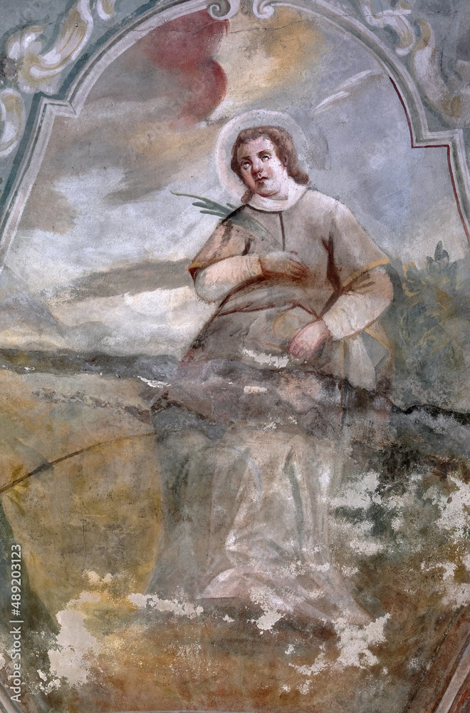 Fototapeta premium Saint John of Nepomuk, fresco in the Church of All Saints in Sesvete, Croatia