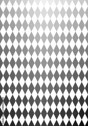 Black and white gradient rhombus geometric pattern. Abstract background design for publication, cover, banner, poster, web design, backdrop, wall. Vector illustration.