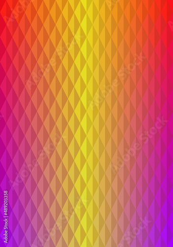 Rhombus geometric pattern with gradient red, pink, yellow. Abstract background design for publication, cover, banner, poster, web design, backdrop, wall. Vector illustration.