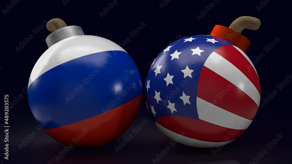 The united states and Russia bomb for business or news concept 3d rendering. The united states and Russia bomb for business or news concept 3d rendering.