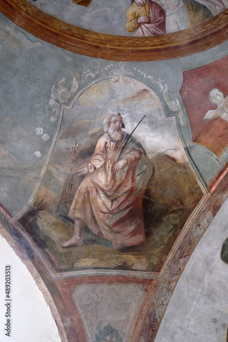 Moses, fresco in the Church of All Saints in Sesvete, Croatia photo