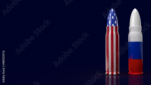Fényképezés The united states and Russia bullet for business or news concept 3d rendering