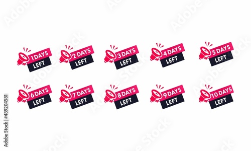 10 to 1 days left design logo template illustration