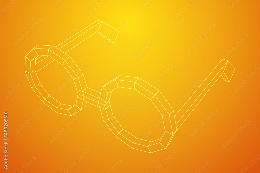 Nerd Round Retro Glasses. Wireframe low poly mesh vector illustration. Nerd Round Retro Glasses. Wireframe low poly mesh vector illustration.