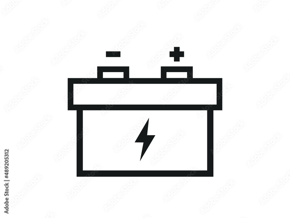 Illustration of car battery icon.  Car battery icon on white background.