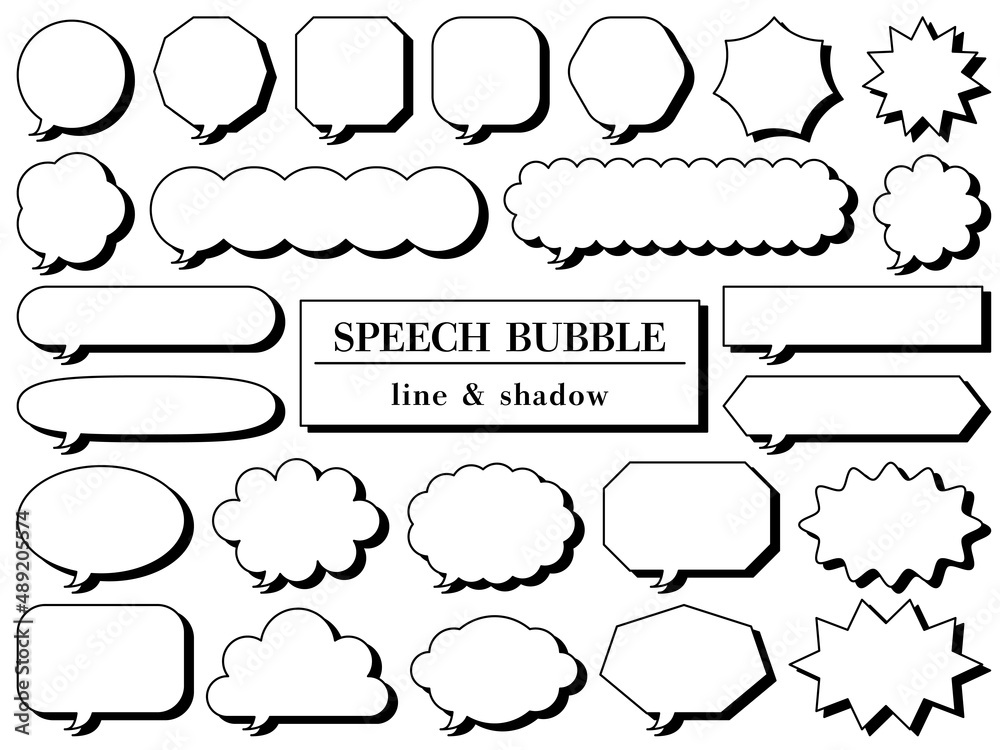 Obraz premium 線と影の吹き出し25個セットのイラスト