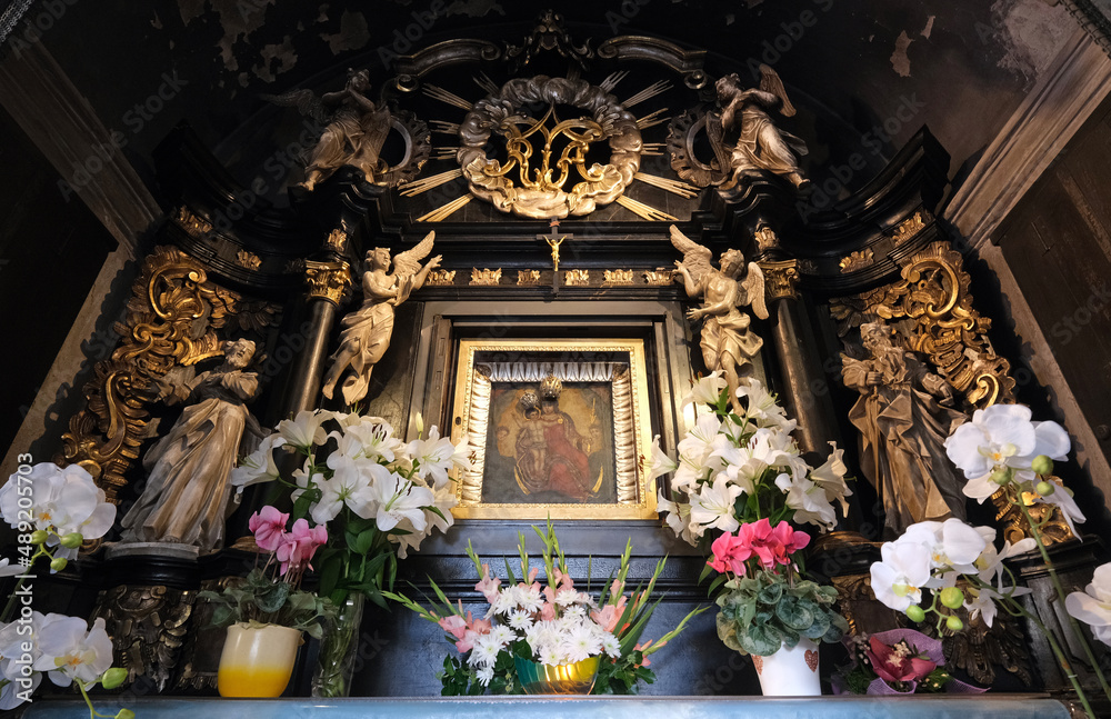 Altar of Our Lady of the Kamenita Vrata in the chapel of Our Lady of the Kamenita vrata (Stone Gate) in Zagreb, Croatia