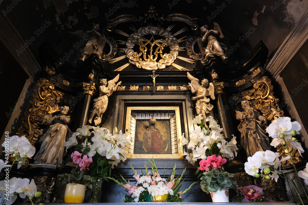 Altar of Our Lady of the Kamenita Vrata in the chapel of Our Lady of the Kamenita vrata (Stone Gate) in Zagreb, Croatia