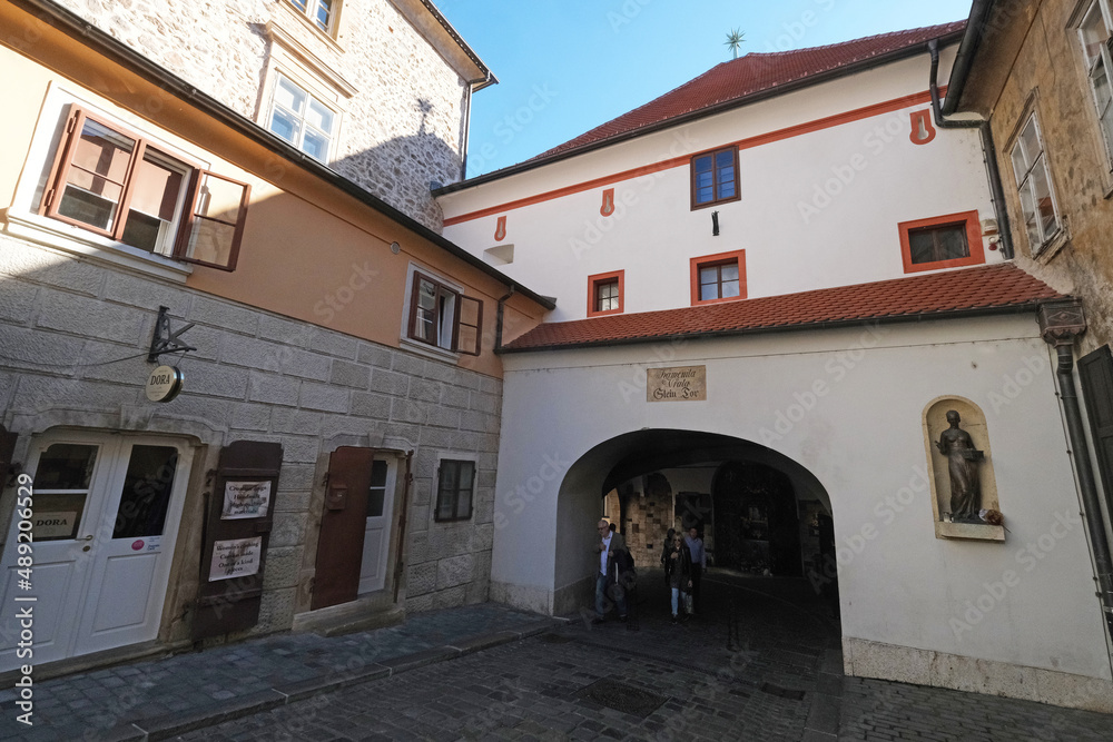 The famous Stone Gate (Kamenita Vrata), medieval structure, the last of five original city gates found in Upper Town of Zagreb, Croatia
