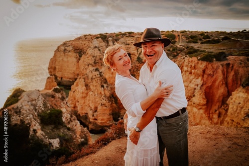 wedding couple shooting on the algarve lagos portugal at the beach  photo