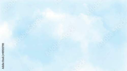 abstract watercolor painting blue sky and beautiful cloudscape for background
