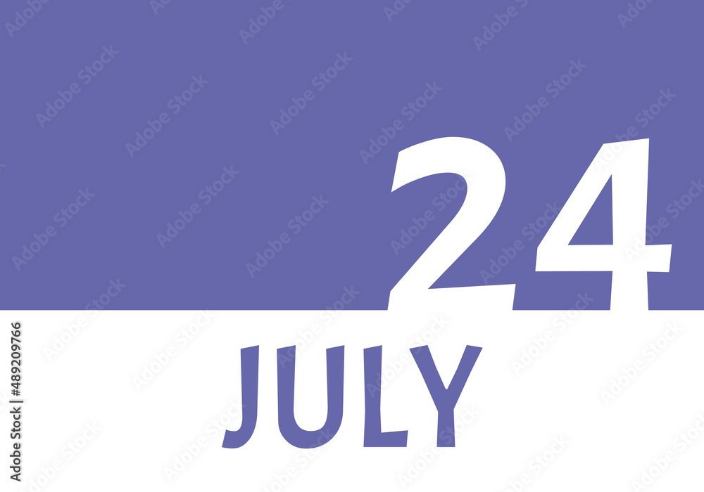 24 july calendar date with copy space. Very Peri background and white numbers. Trending color for 2022. 24 july calendar date with copy space. Very Peri background and white numbers. Trending color for 2022.