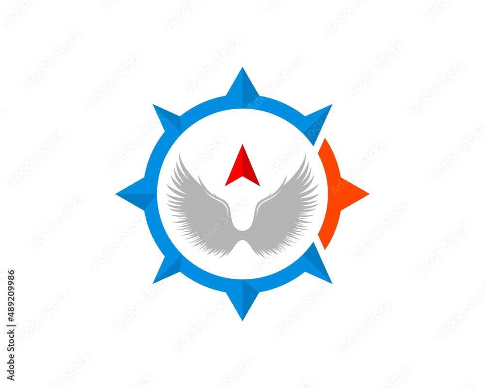 Modern compass with spread wing inside Modern compass with spread wing inside