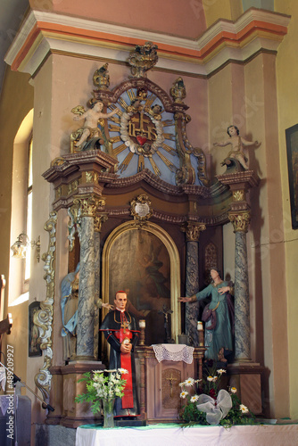 Altar of the Annunciation of the Virgin Mary in the church of Saint John the Baptist in Gornja Jelenska, Croatia