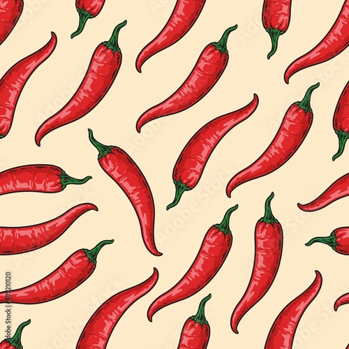 Red chili pepper seamless pattern
