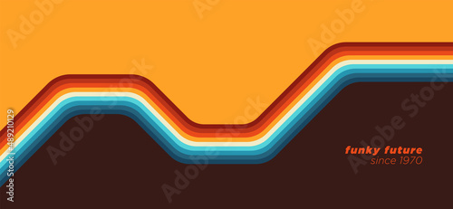 Foto Simple retro background in 70s style design with colorful stripes