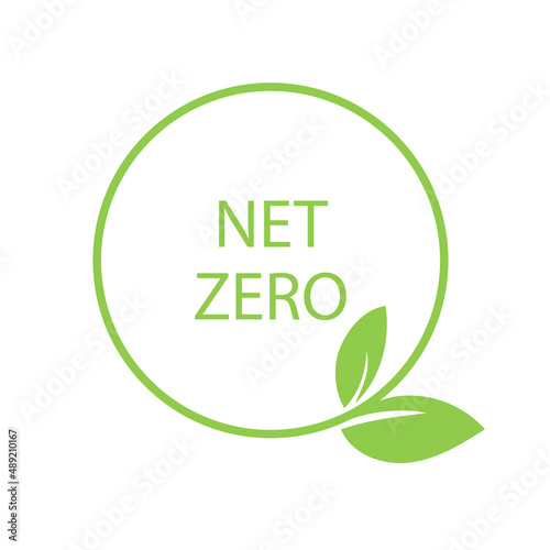 Net zero. Carbon neutral round label, sign. Vector isolated design