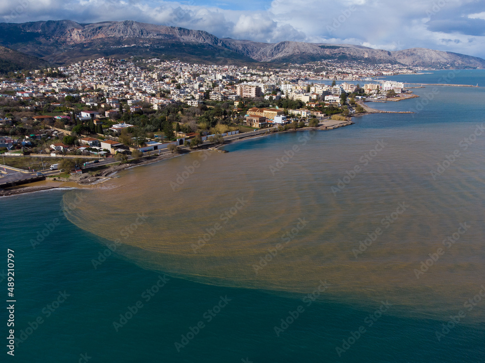 Arial view of Chios Island after the storm