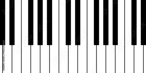 Piano keyboard pattern. Vector background with black and white keys. Editable template.