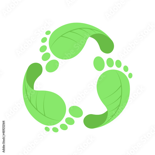 Footprint recycle sign. Net zero. Carbon neutral, eco-friendly. Vector