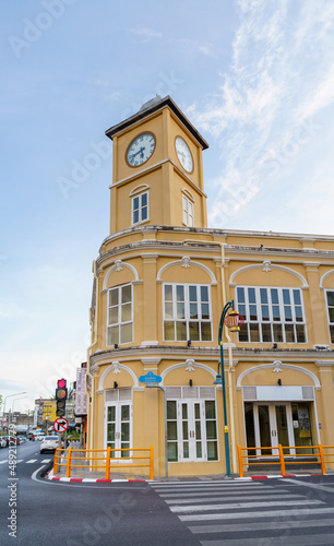 Phuket old town with Building Sino Portuguese architecture at Phuket Old Town area Phuket, Thailand.