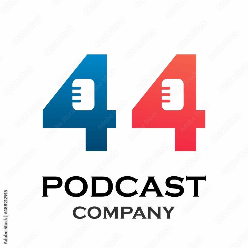 Number 4 with podcast logo template illustration Number 4 with podcast logo template illustration